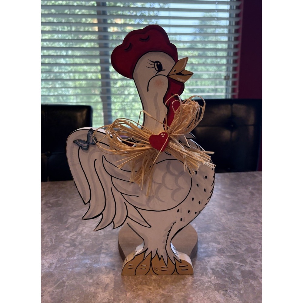 Vintage Wooden Chicken Rooster 14.5" Paper Towel Holder Farmhouse Decor